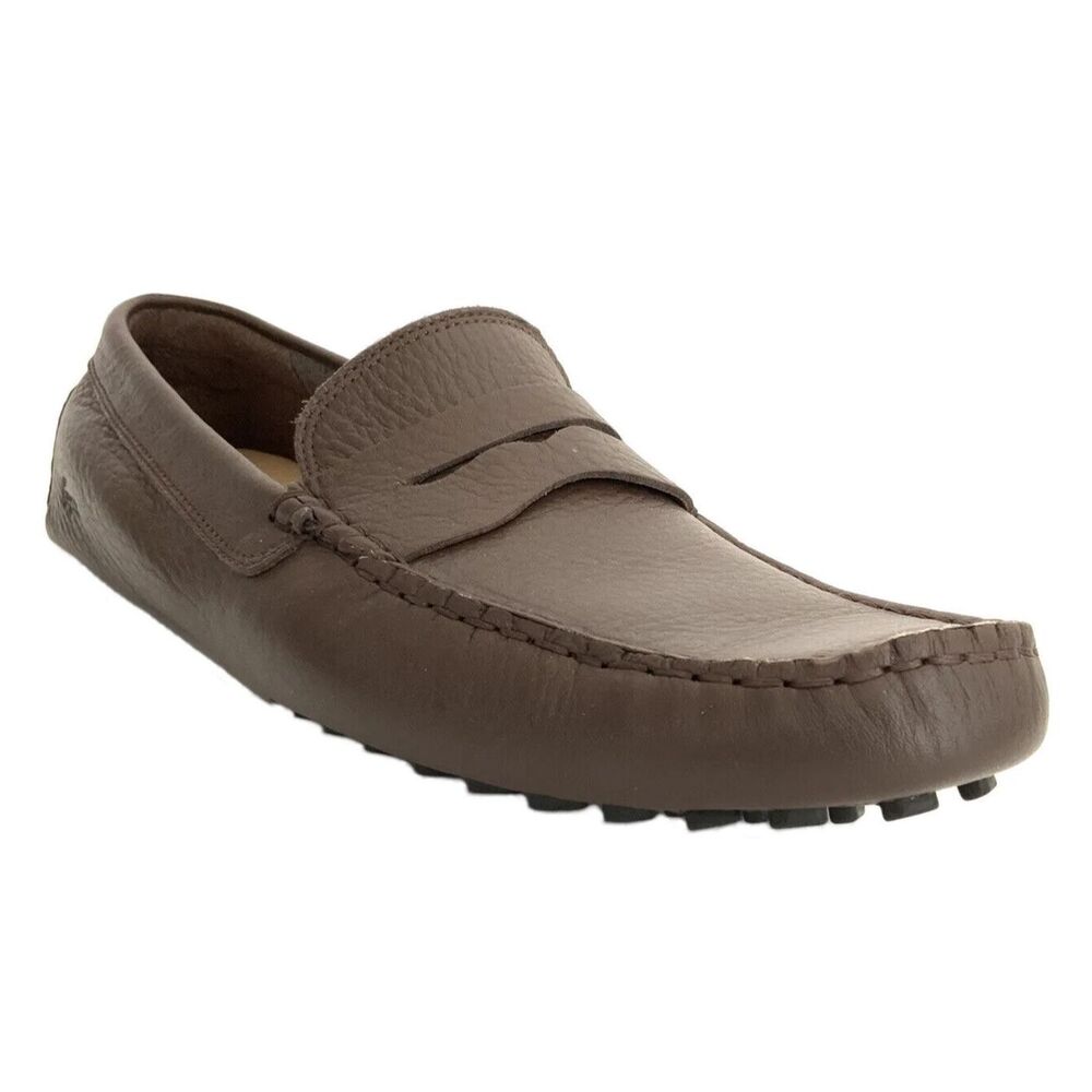 Lacoste Concours Leather Driving Loafers Brown Men 10.5